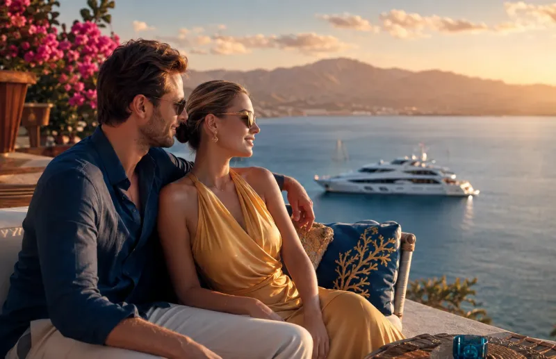 Couple enjoying a romantic Sharm El Sheikh excursion by the Red Sea